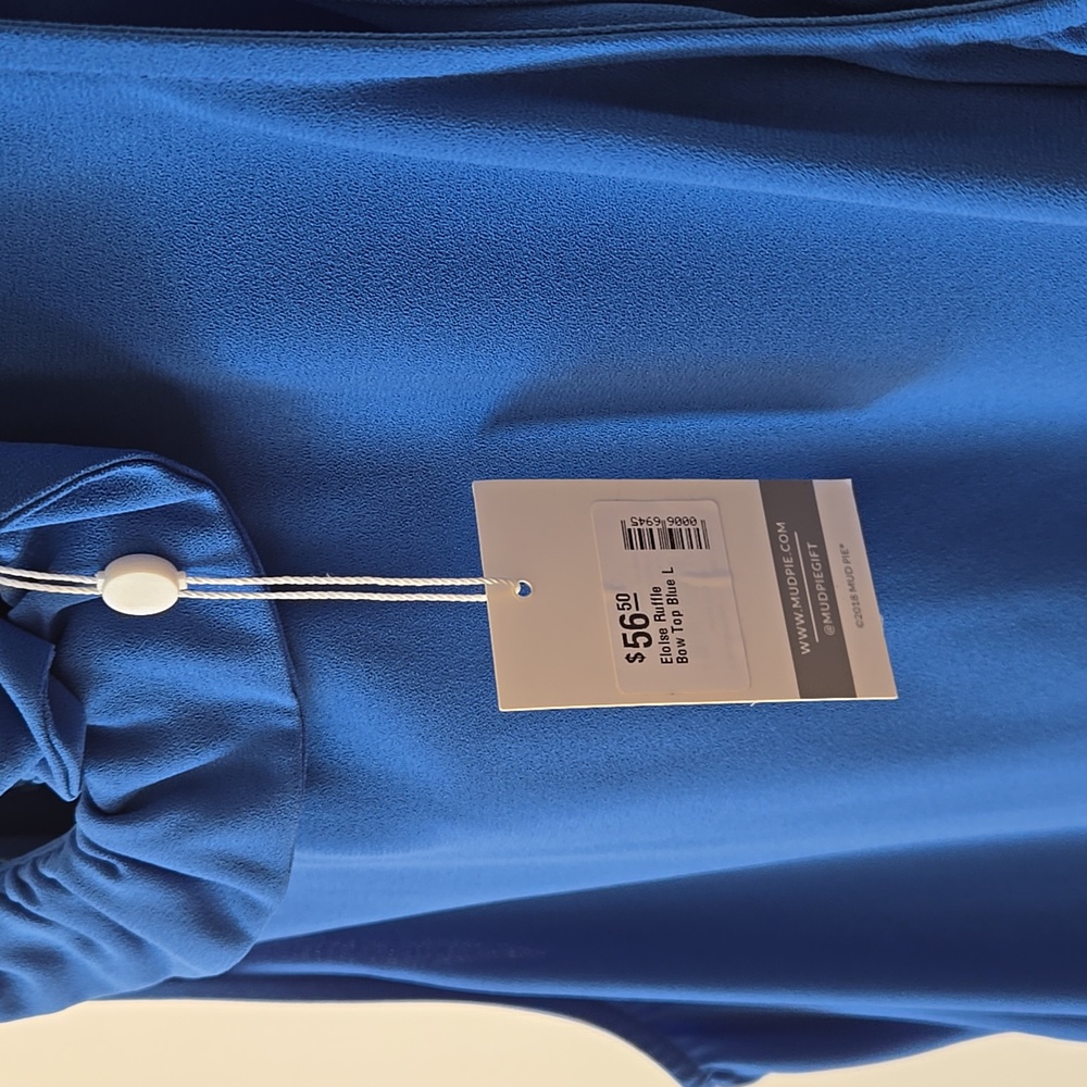 2/$10 Blue Sleeveless Eloise Ruffle Bow Top - Picture 3 of 8